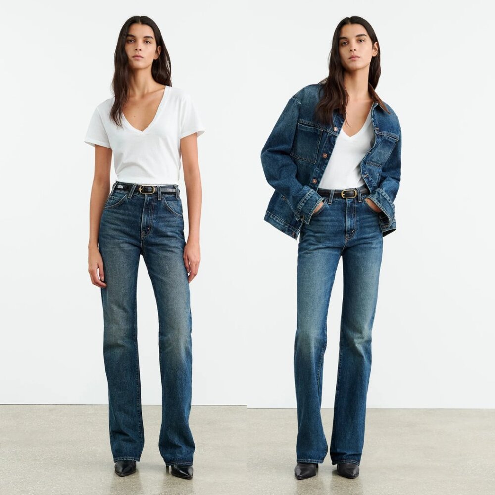 NWT Nili Lotan Joan Denim Jeans In Simon Wash High Rise Slim Fit Straight Leg